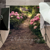 Aperturee - Aperturee Countryside Greenery Pink Floral Summer Sweep Backdrop